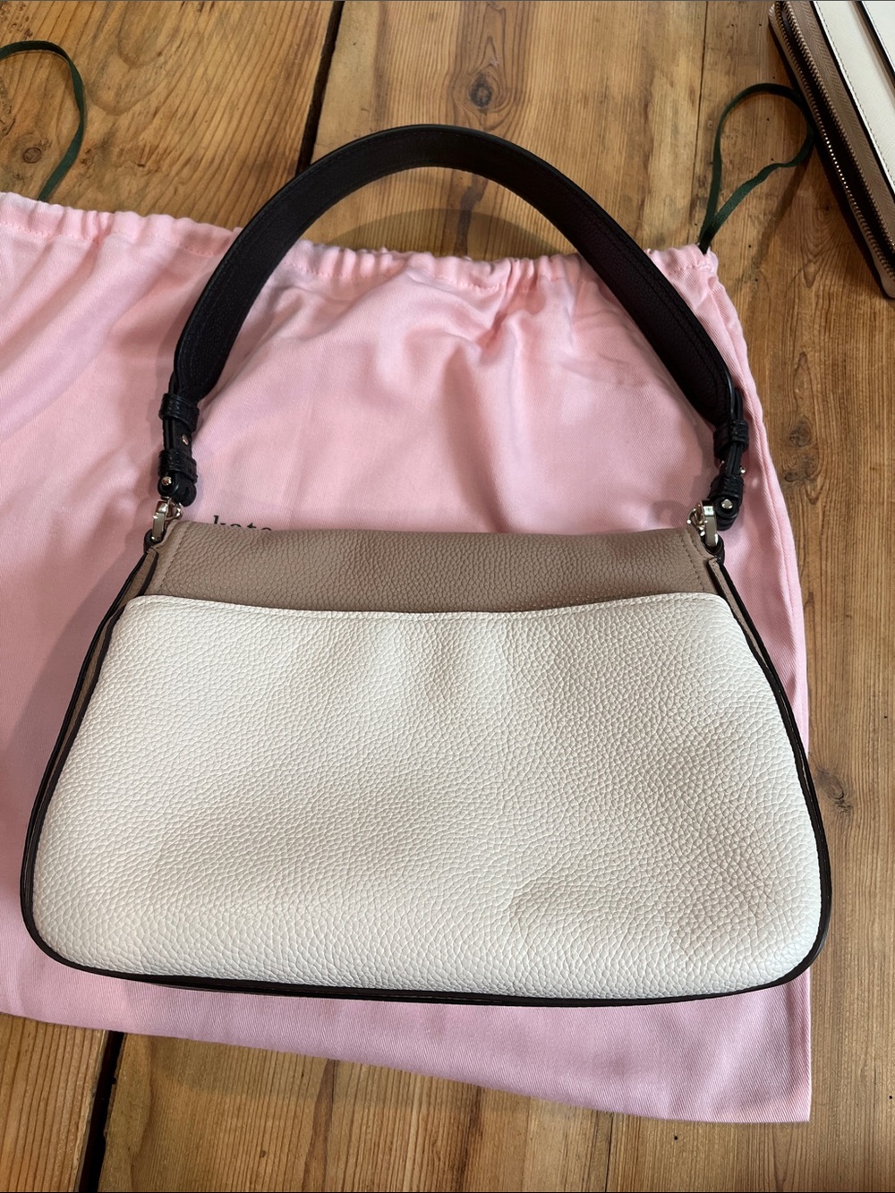 Set/2 KATE SPADE Pocketbook Purse & Matching Wallet Pebbled Leather Tri-Color - Picture 4 of 16